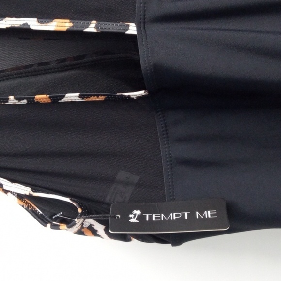 TEMPT ME BLACK LEOPARD HALTER ONE PIECE SWIMSUIT SIZE LARGE NWT - Picture 10 of 11